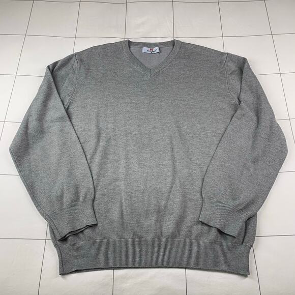 Paul Jones Sweater Mens Medium Gray V Neck Knit Pullover Casual Classic Stretch - Picture 1 of 5
